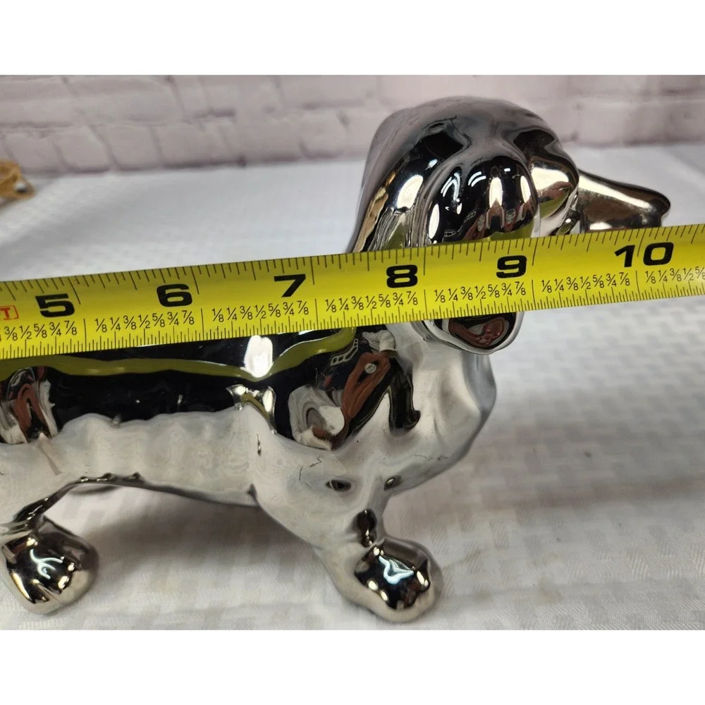 Lg Silver Dachshund Glass Statue 10.5